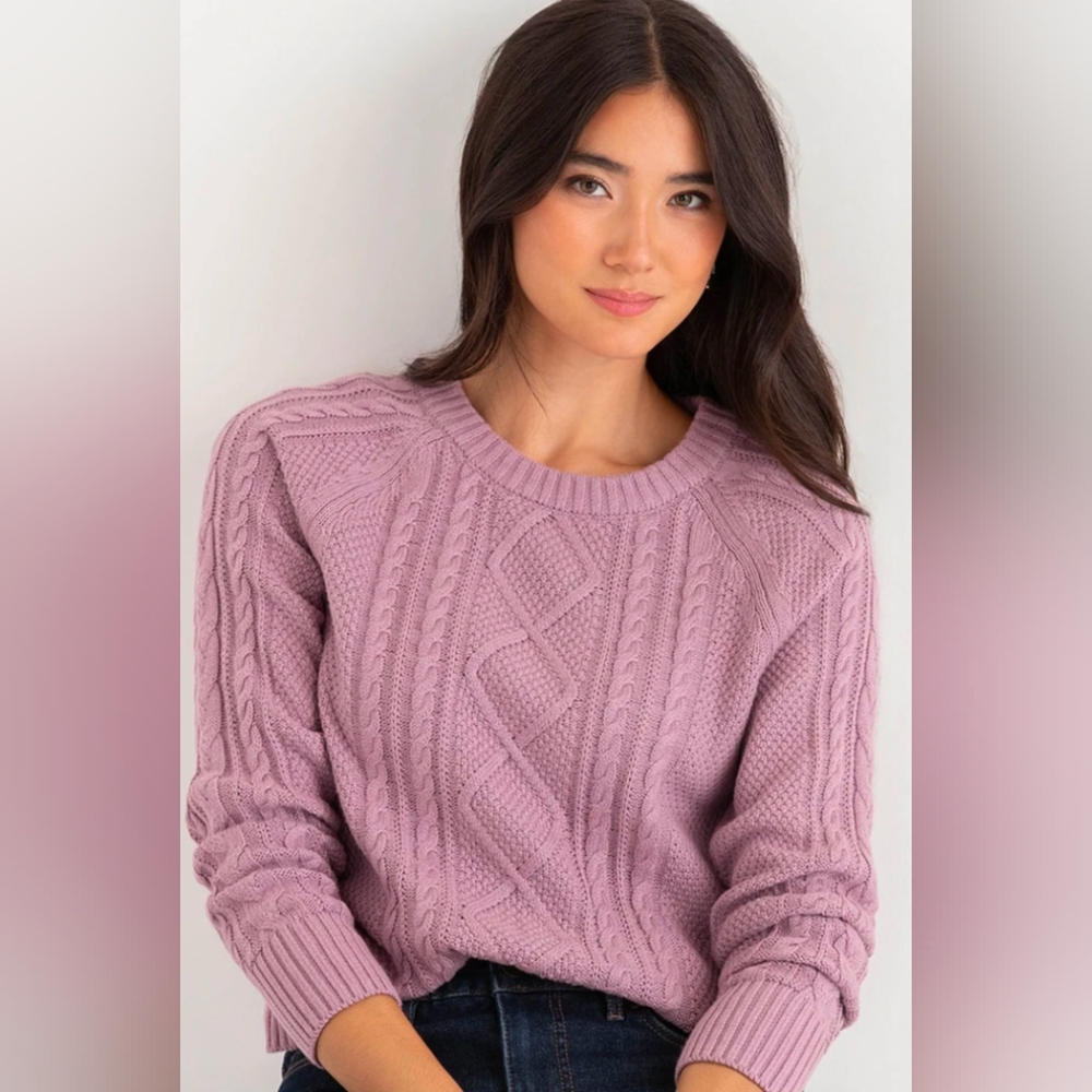 Women's Pink Cable Knit Sweater